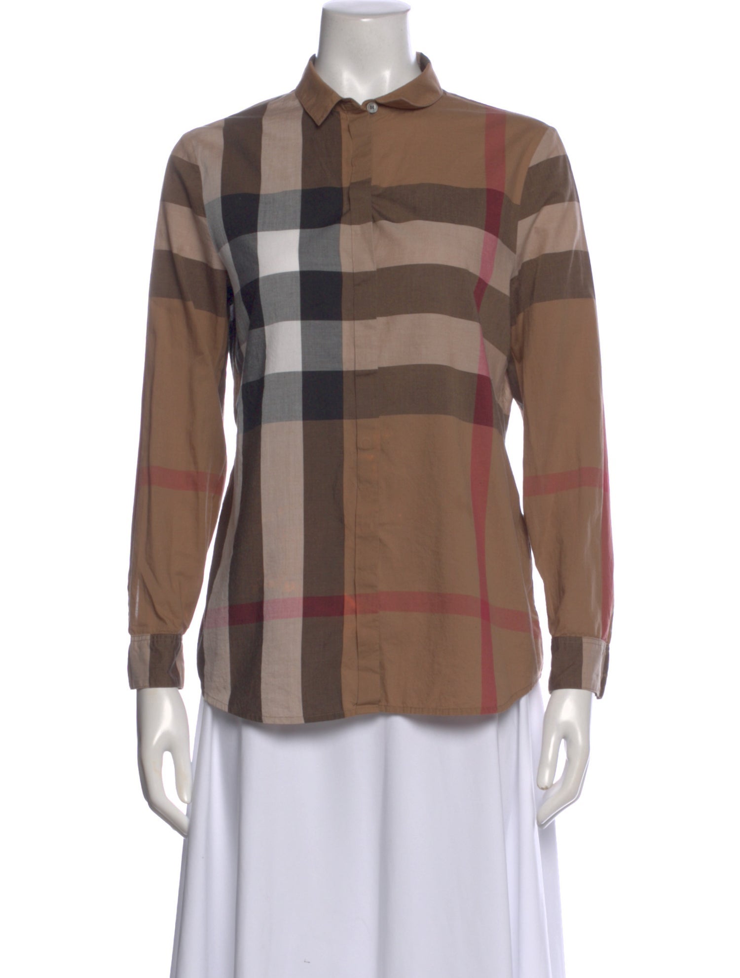Burberry Brit Plaid Print Long Sleeve Top