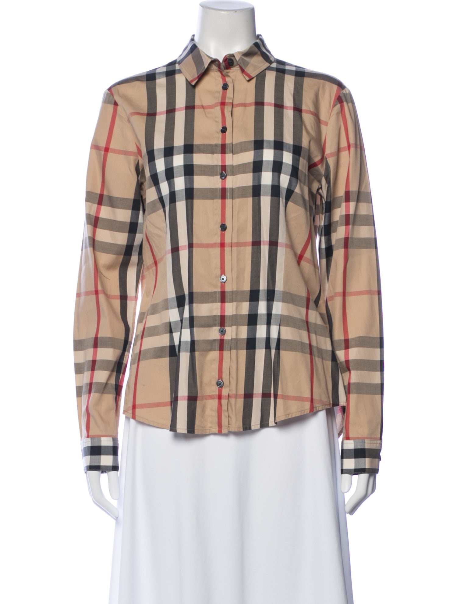 Burberry Brit Plaid Print Long Sleeve Top