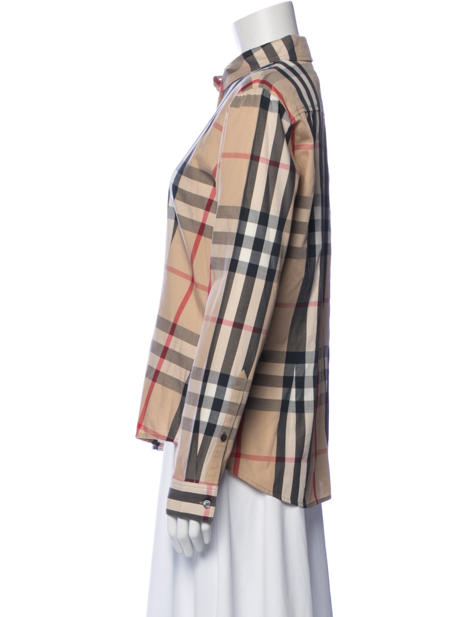 Burberry Brit Plaid Print Long Sleeve Top