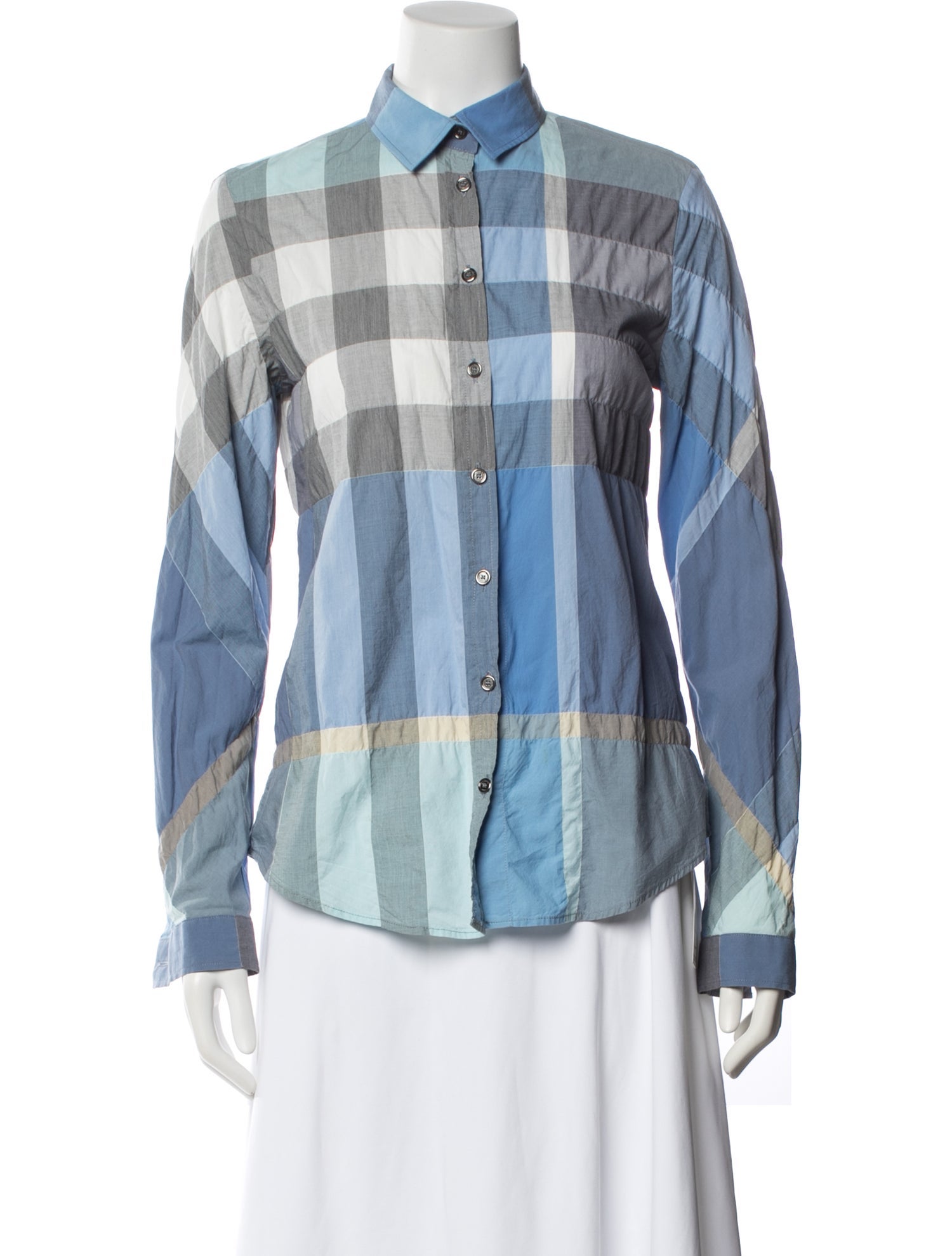 Burberry Brit Plaid Print Long Sleeve Top