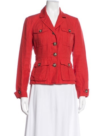 Pre-owned Burberry Linen Utility Jacket In Red