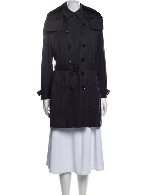 Burberry Brit House Check Trim Coat Trench Coat Bl