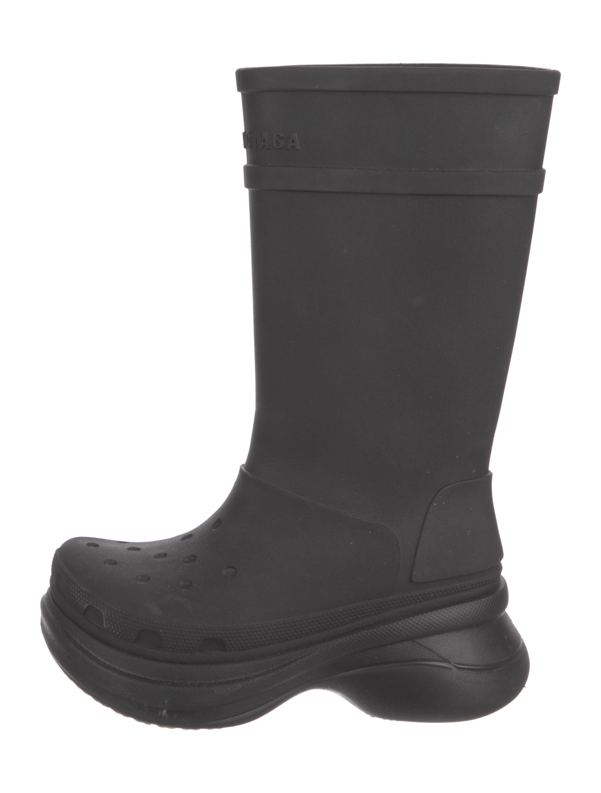 Balenciaga x Crocs Rubber Rain Boots Black Boots, Shoes BCARL20032