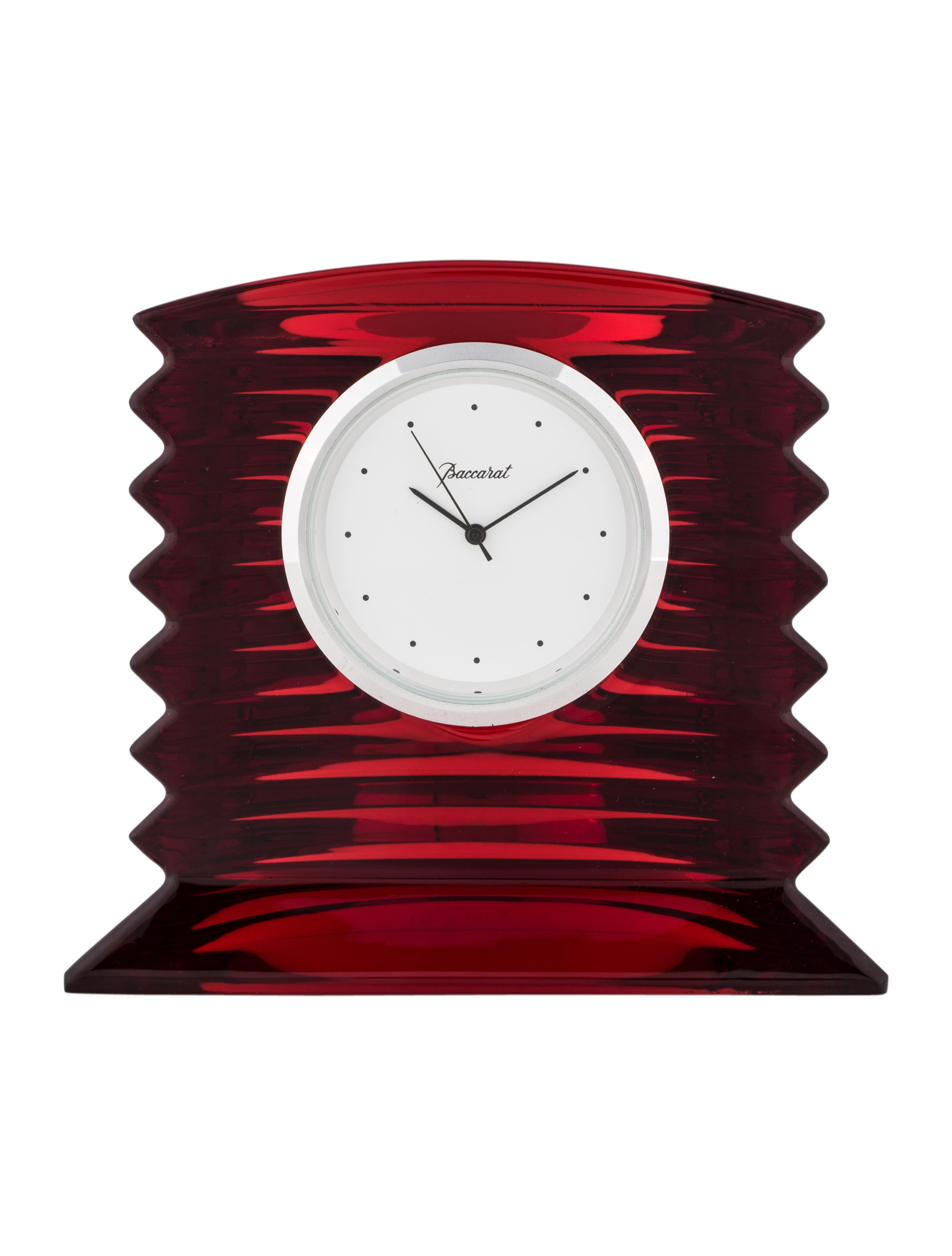 Baccarat Crystal Desk Clock Red Decorative Accents, Decor