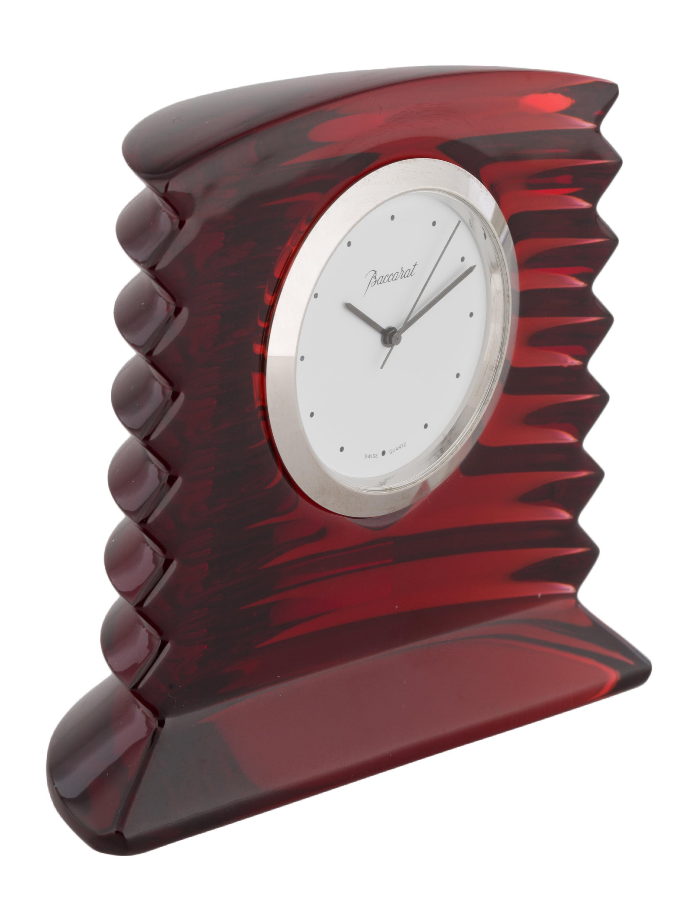 Baccarat Lalande Small Crystal Clock - Red Decorative Accents