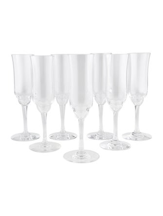 Baccarat Set of 7 Capri Optic Champagne Flutes