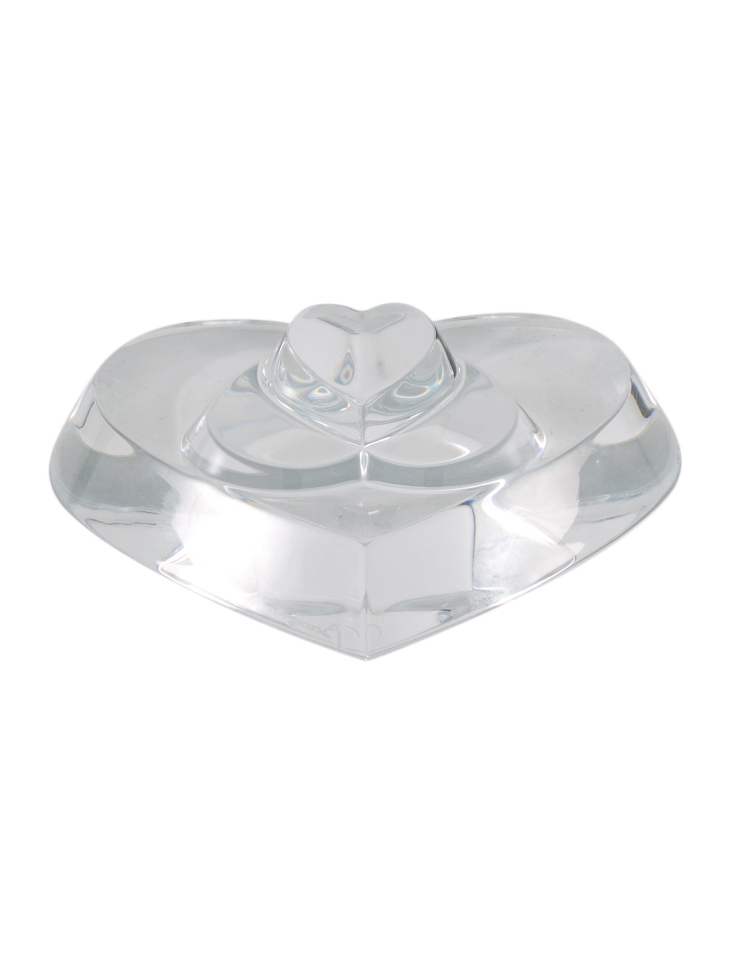 Baccarat Crystal Triple Heart Paperweight - Clear Decorative