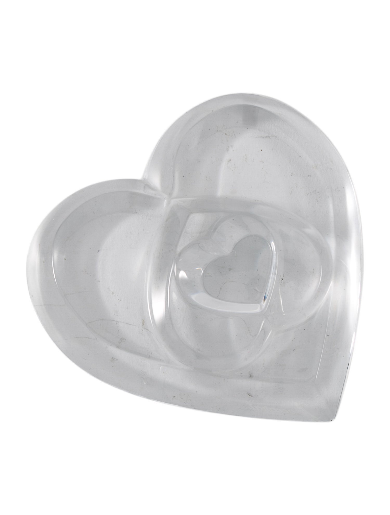 Baccarat Crystal Triple Heart Paperweight - Clear Decorative