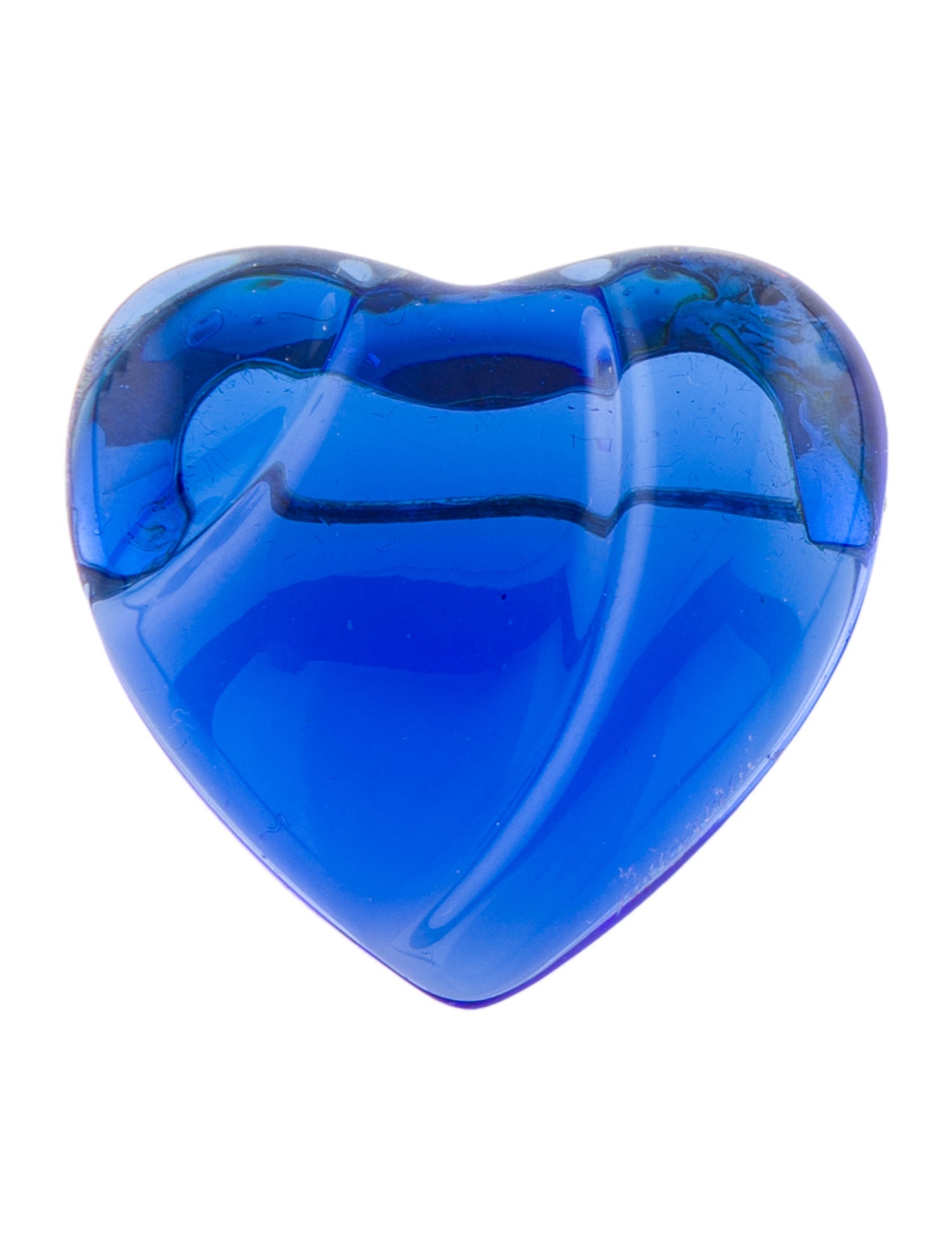 Baccarat Crystal Heart Brooch Blue, SilverTone Metal Pin, Brooches