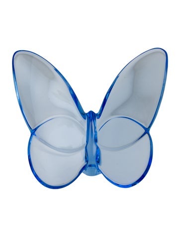 Pre-owned Baccarat Papillon Lucky Butterfly Figurine In Blue