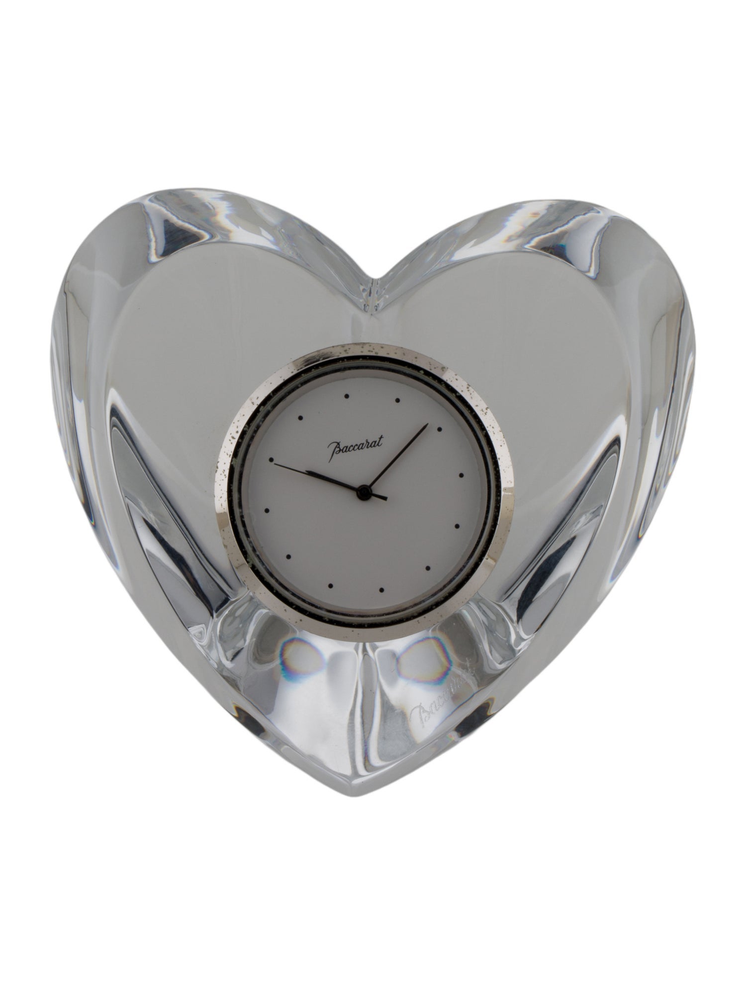 Baccarat Crystal Heart Desk Clock