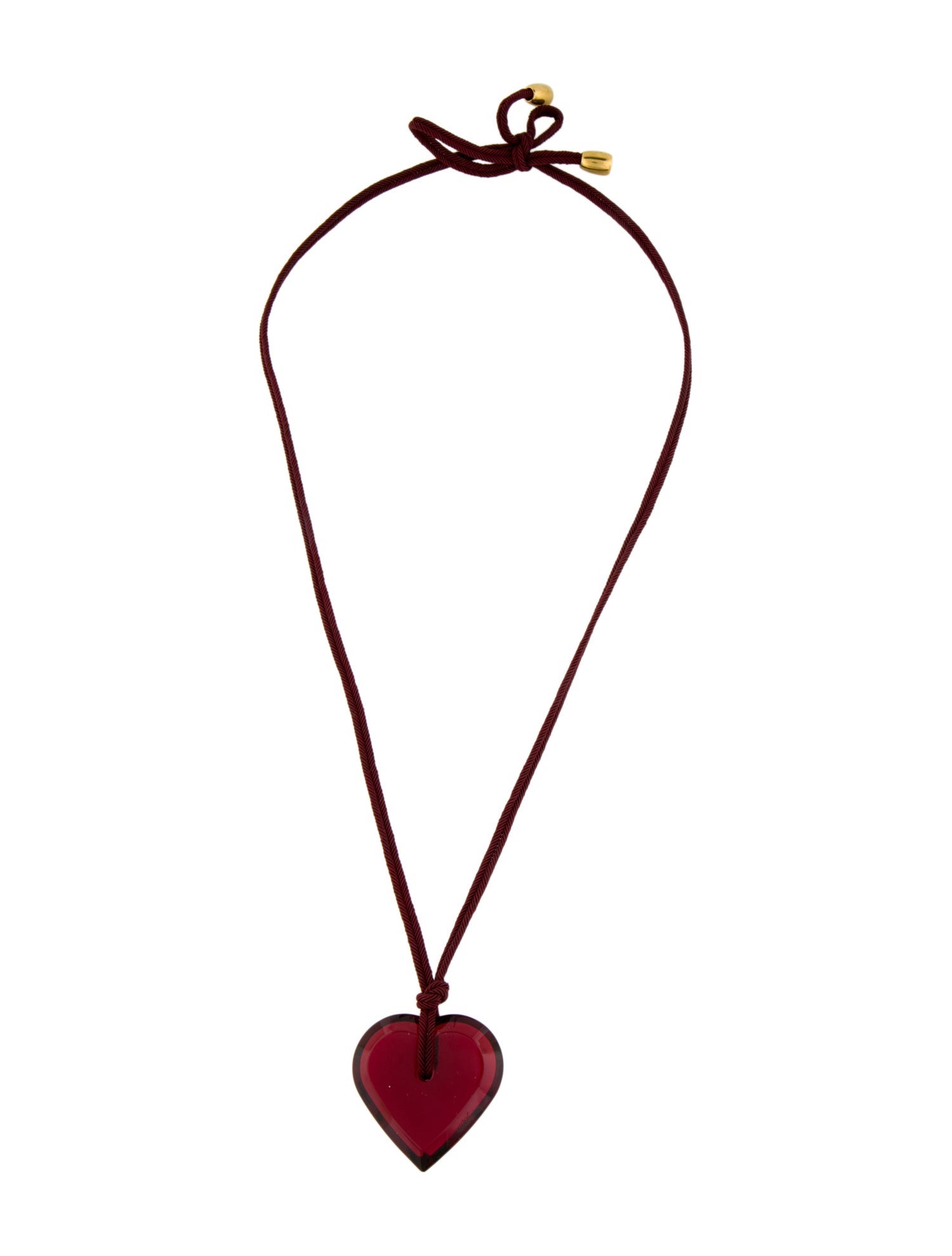 Baccarat Crystal & Cord Adjustable Heart Pendant Necklace