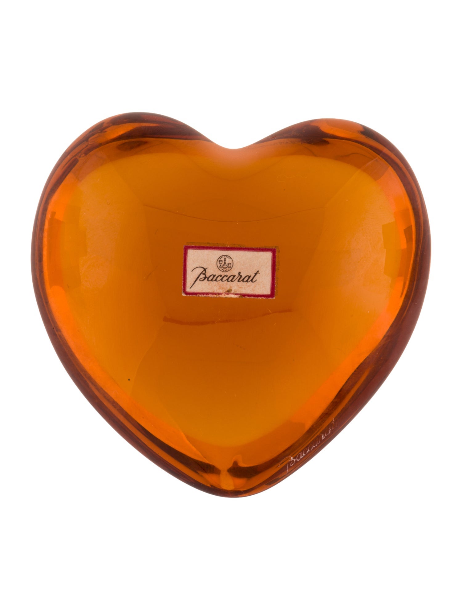 Baccarat Citrine Puffed Heart Crystal Paperweight