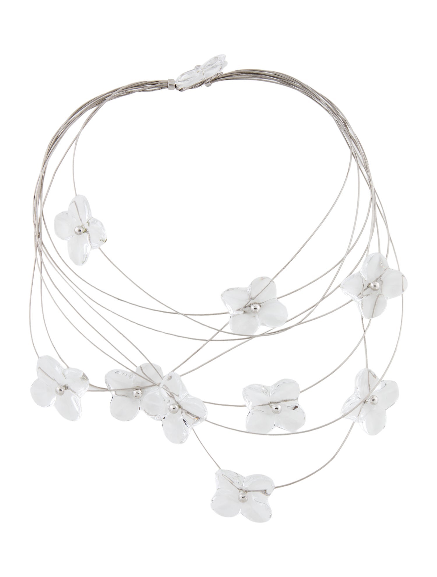 Baccarat Crystal Hortensia Ten Flower Necklace
