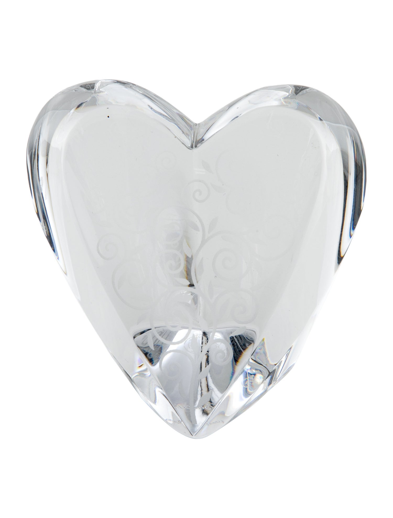 Baccarat Etched Heart Paperweight