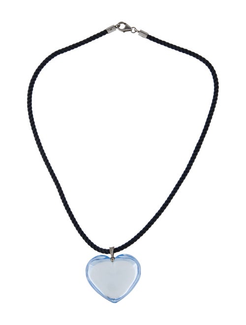 Baccarat Cord & Crystal Heart Pendant Necklace