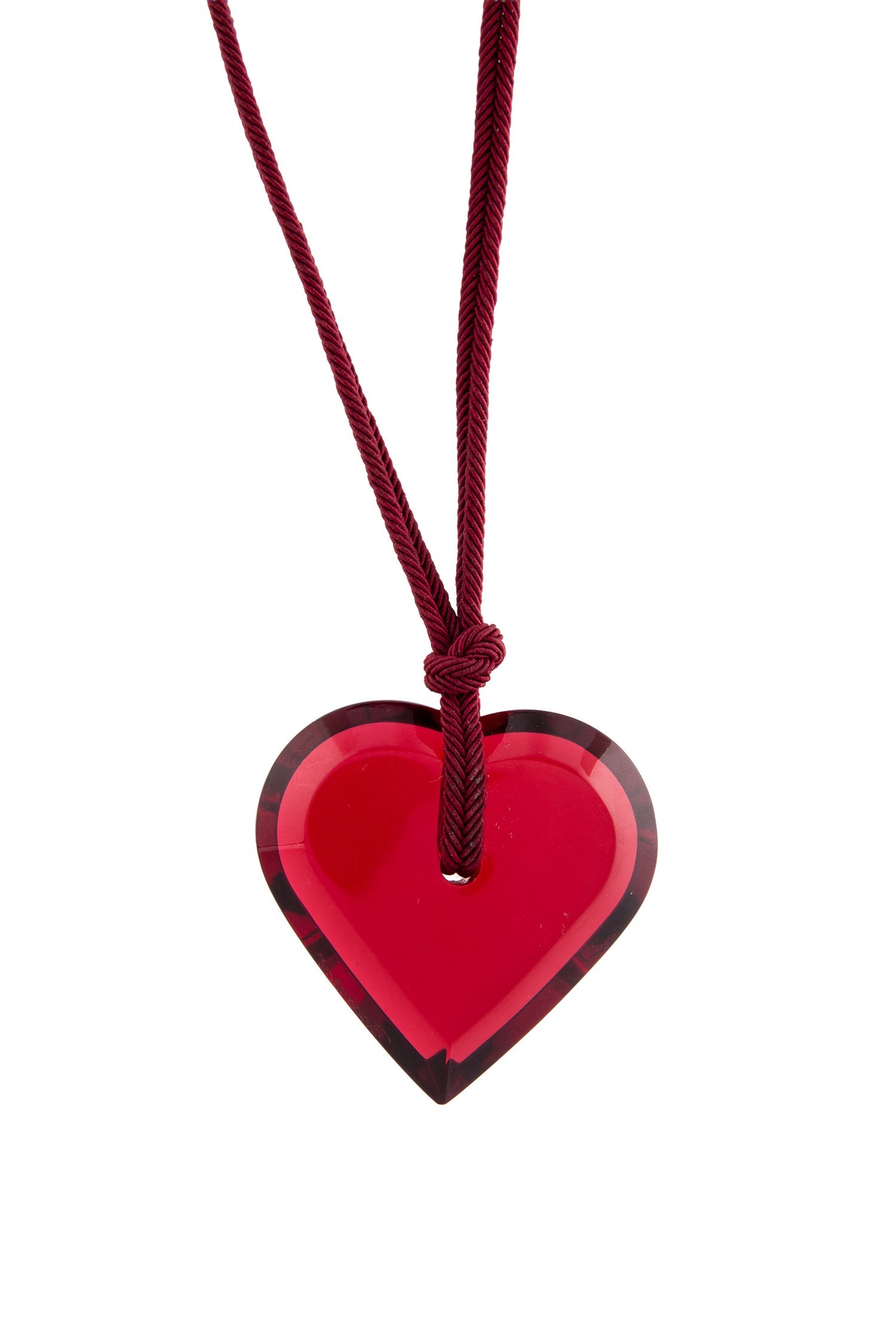 Baccarat Crystal & Cord Heart Adjustable Pendant Necklace