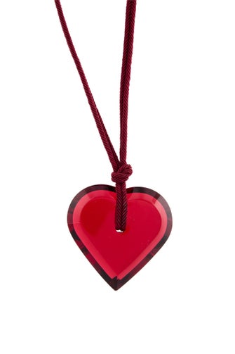 Baccarat Crystal & Cord Heart Adjustable Pendant Necklace