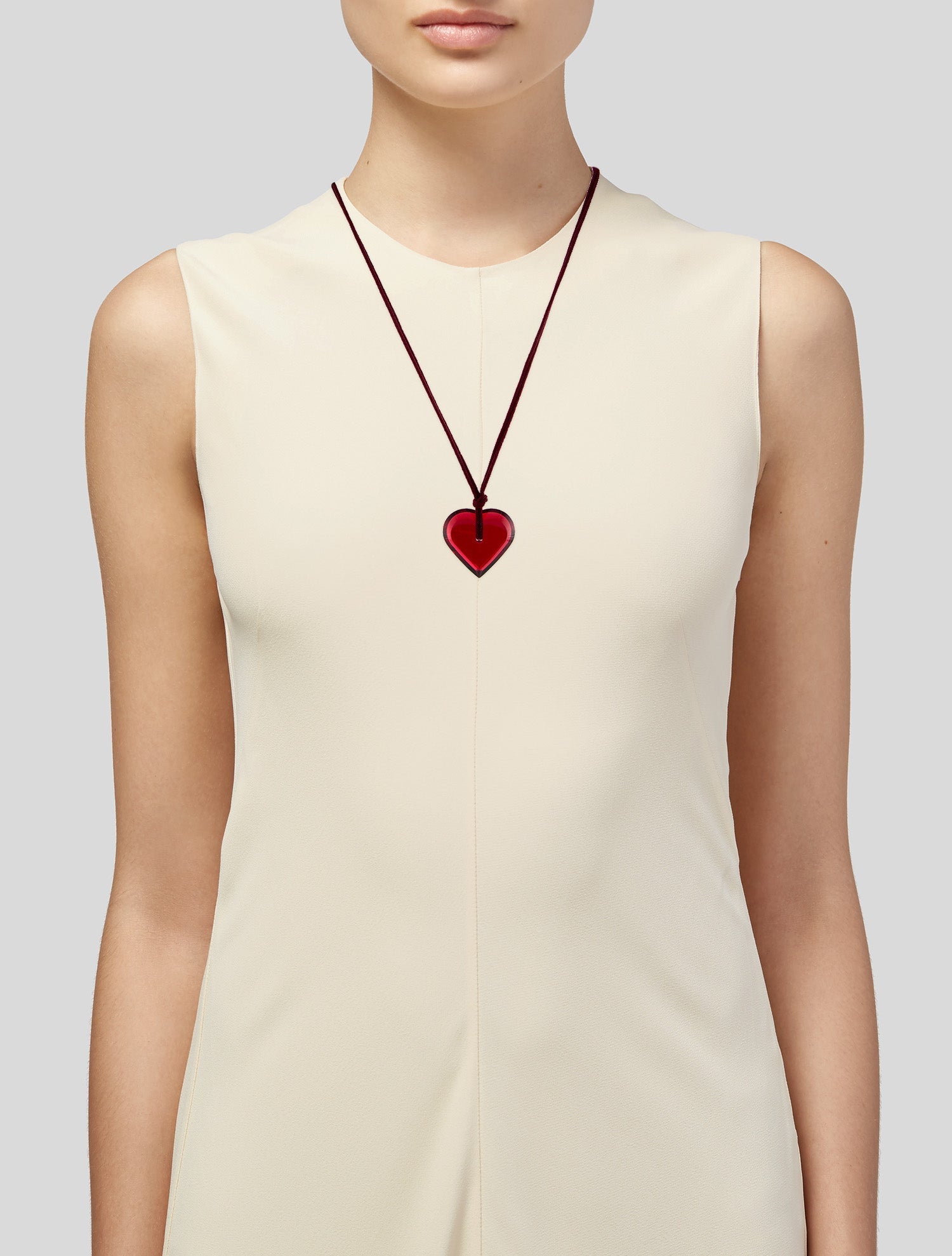Baccarat Crystal & Cord Heart Adjustable Pendant Necklace