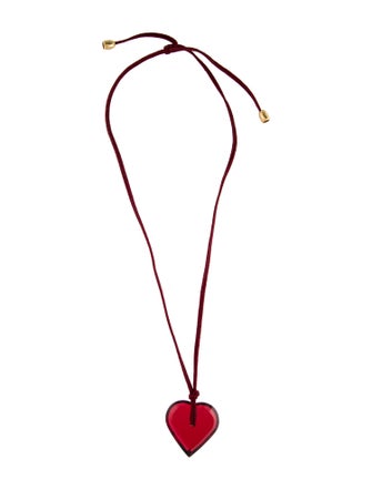 Baccarat Crystal & Cord Heart Adjustable Pendant Necklace