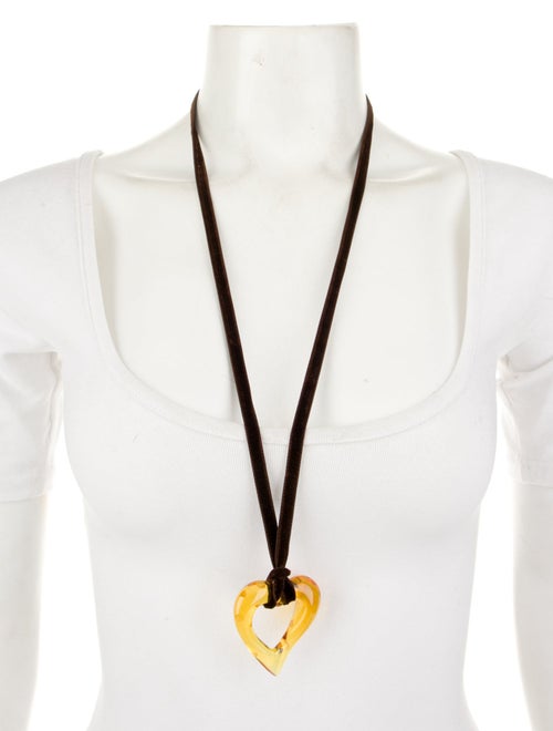 Baccarat Crystal Heart Velvet Pendant Neckace