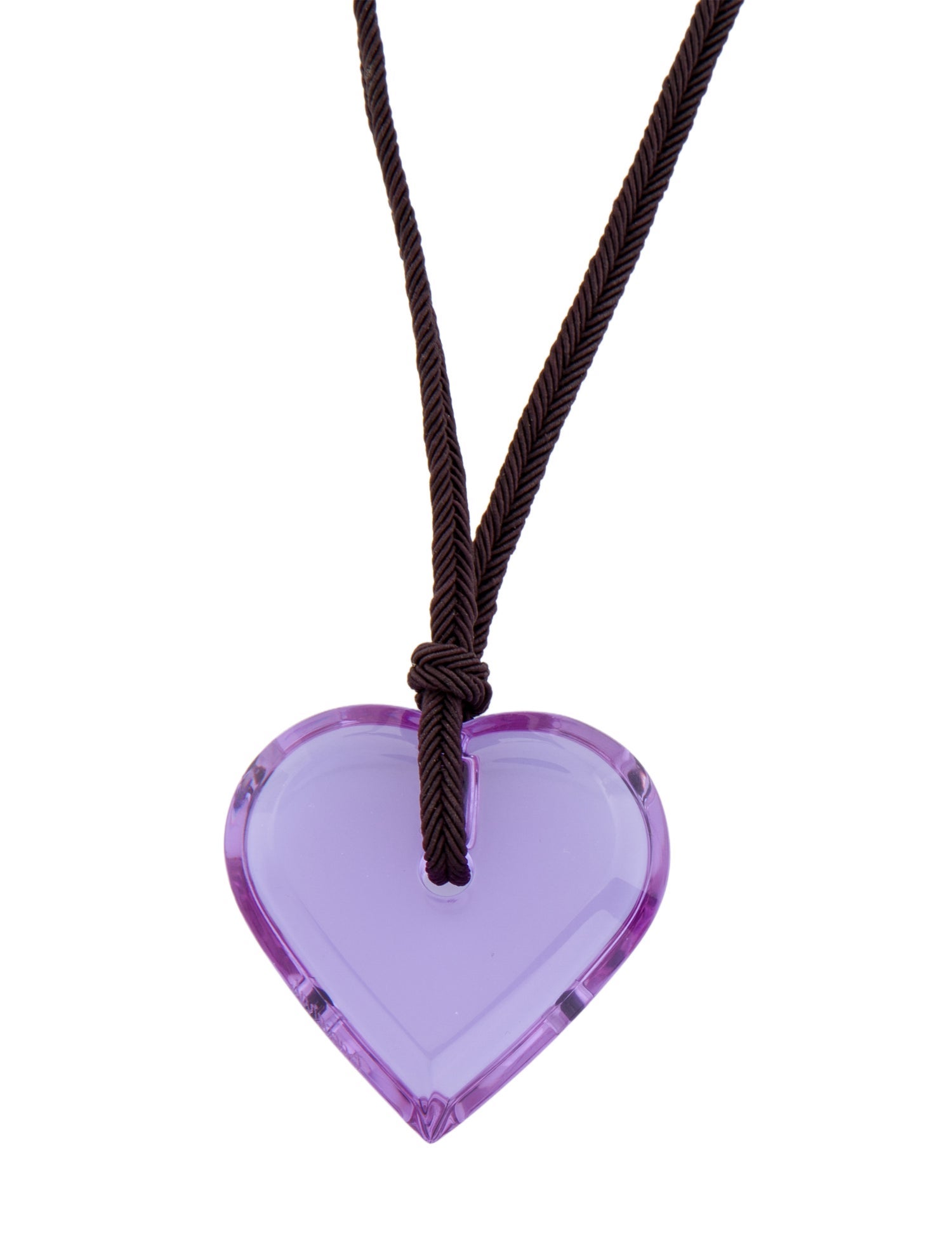 Baccarat Crystal & Cord Heart Pendant Necklace