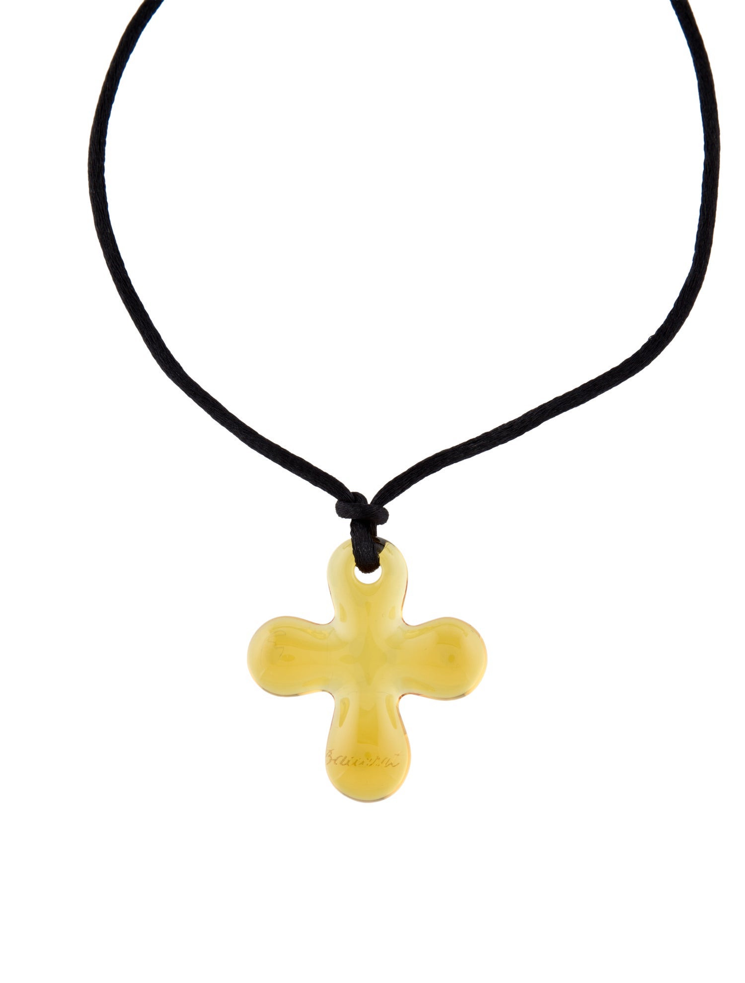 Baccarat Crystal & Cord Cross Choker Necklace