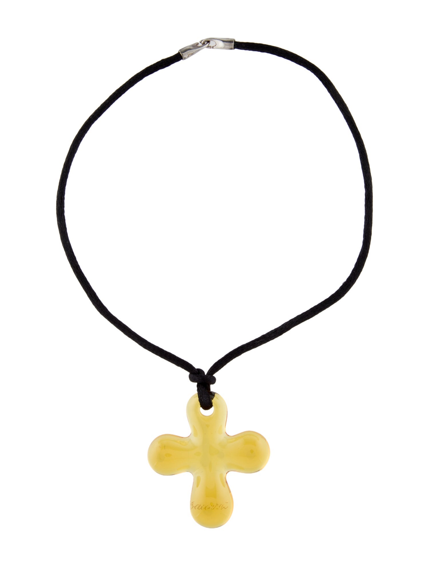 Baccarat Crystal & Cord Cross Choker Necklace