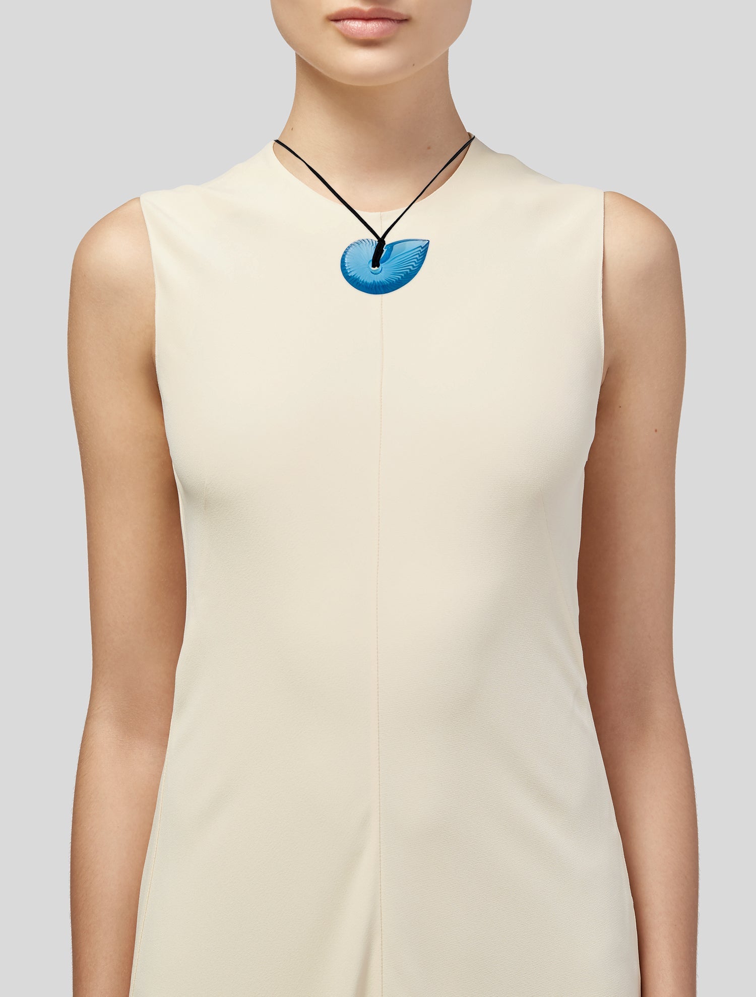 Baccarat Crystal Nautilus Shell Pendant Necklace