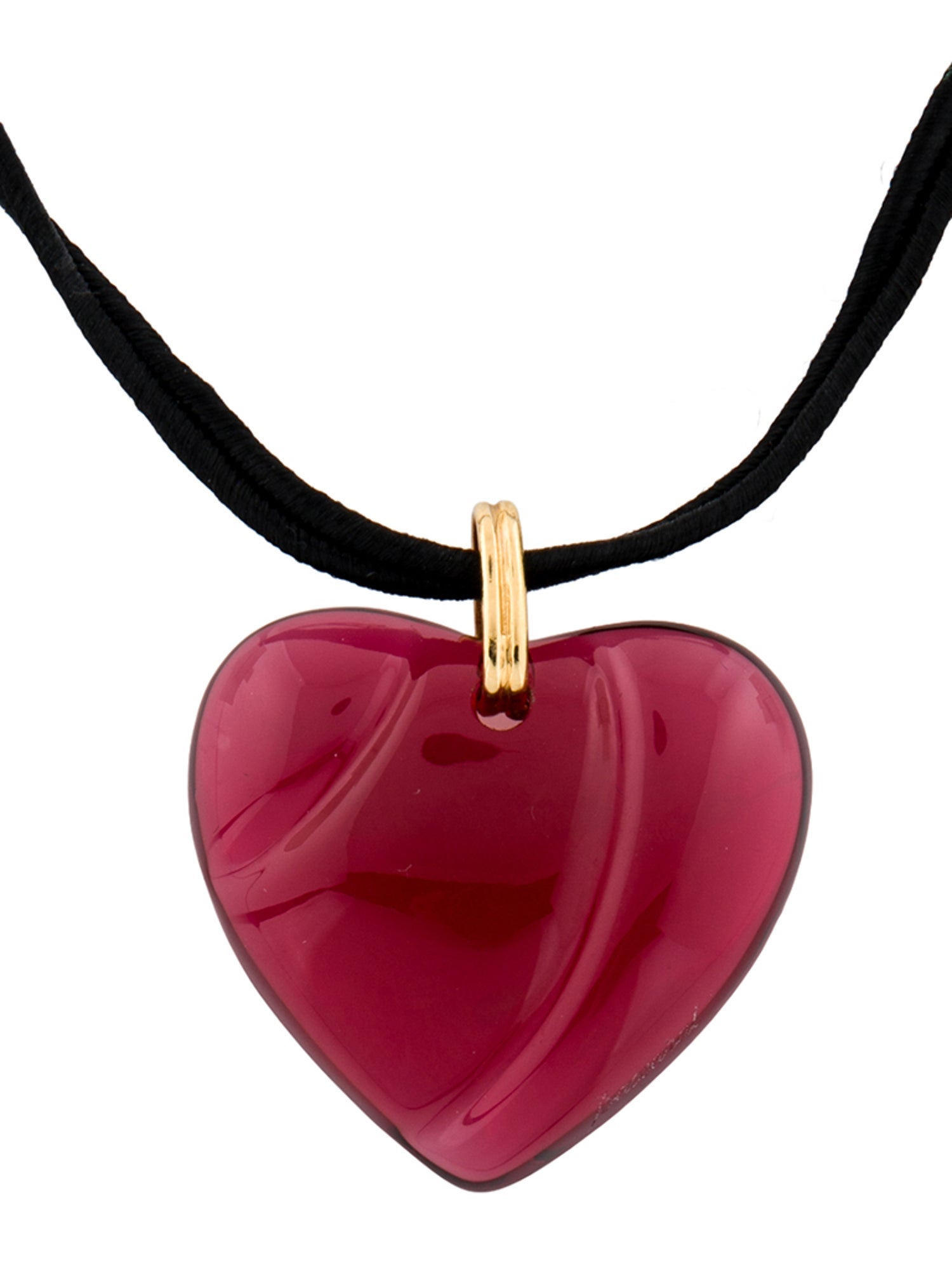 Baccarat Crystal & Cord Heart Pendant Necklace