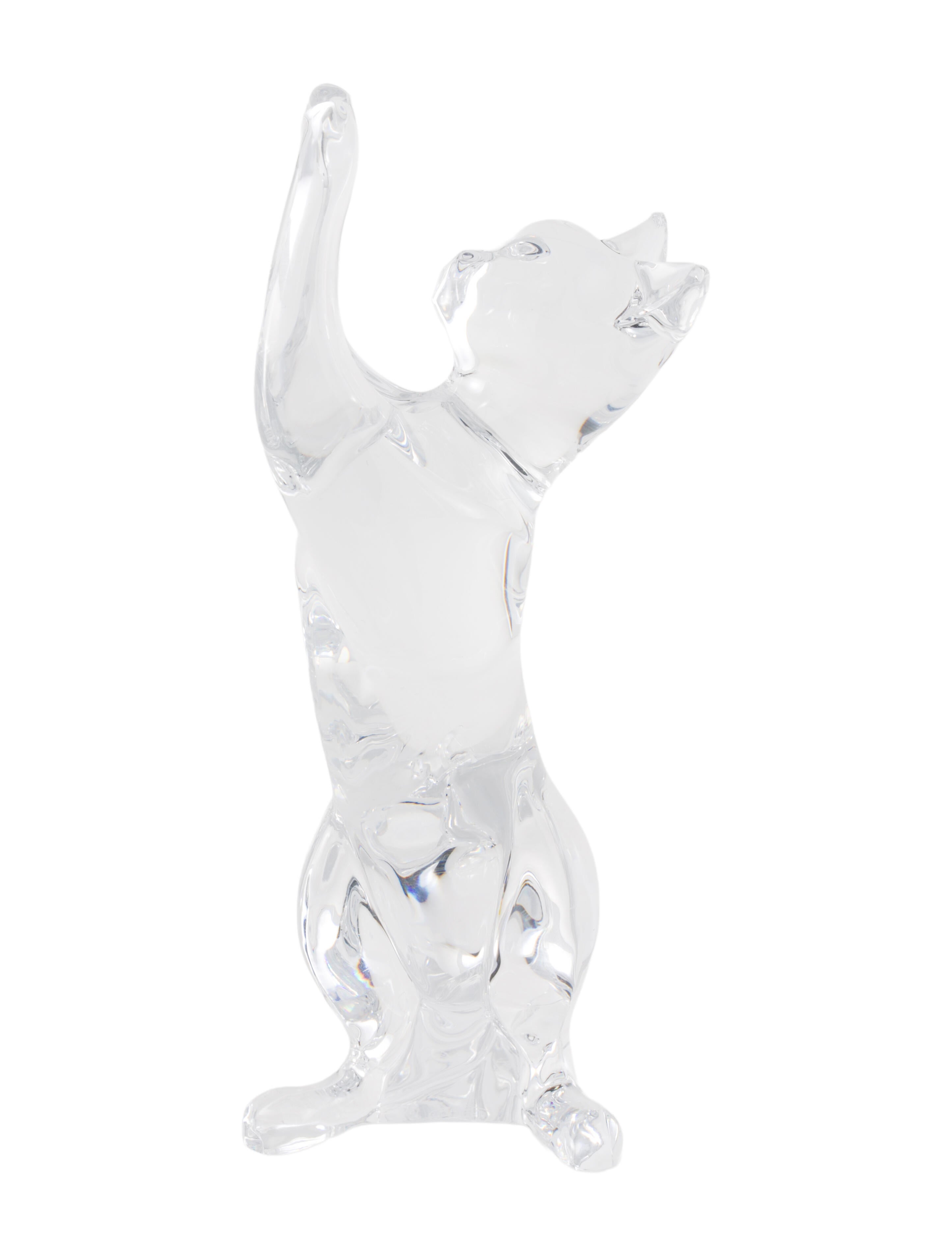 Baccarat Playful Cat Crystal Figurine