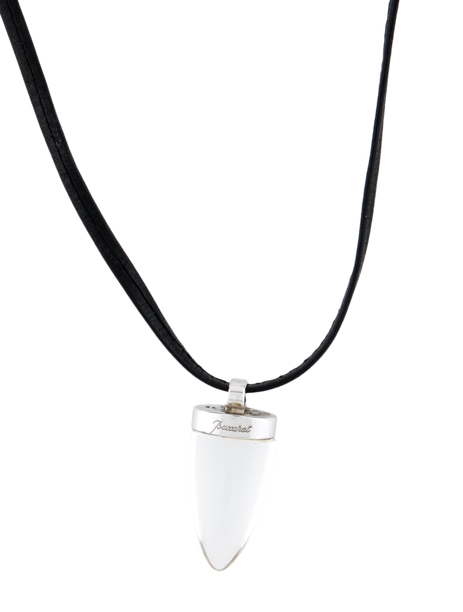 Baccarat Crystal & Leather Pendant Necklace