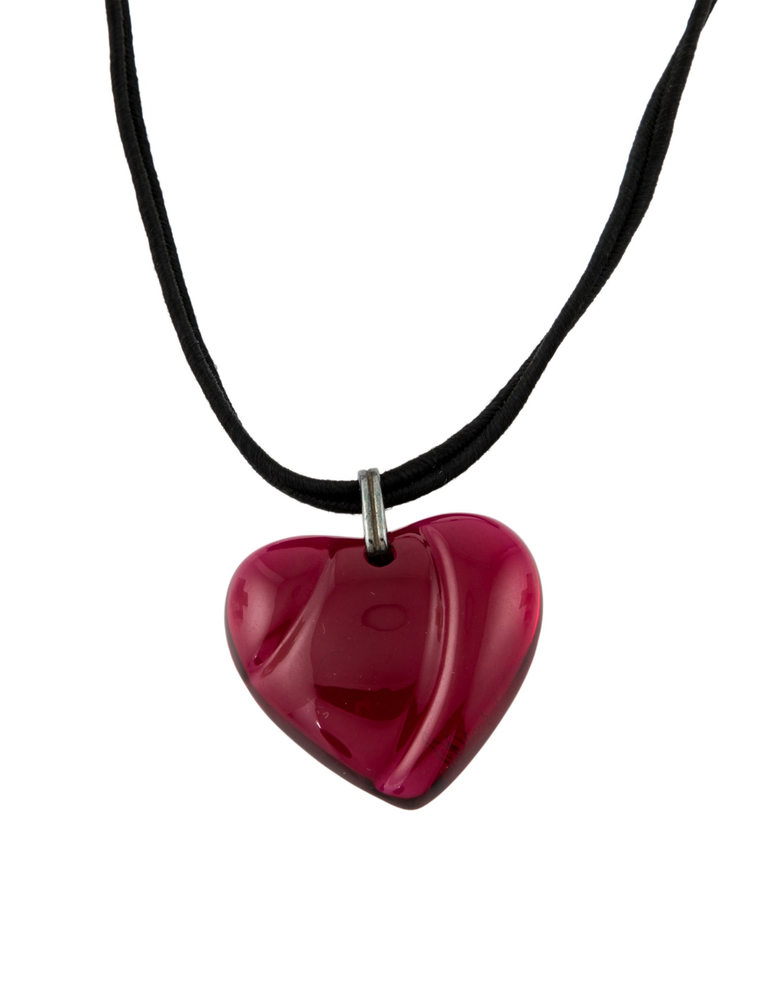 Baccarat Crystal & Cord Heart Pendant Necklace