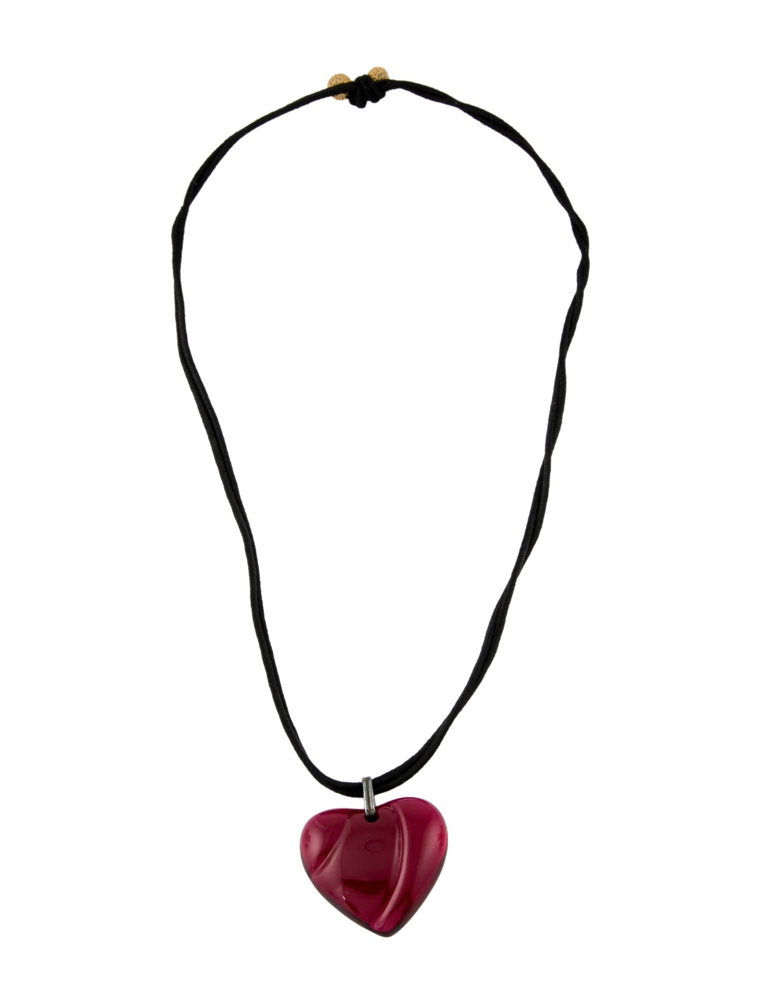 Baccarat Crystal & Cord Heart Pendant Necklace