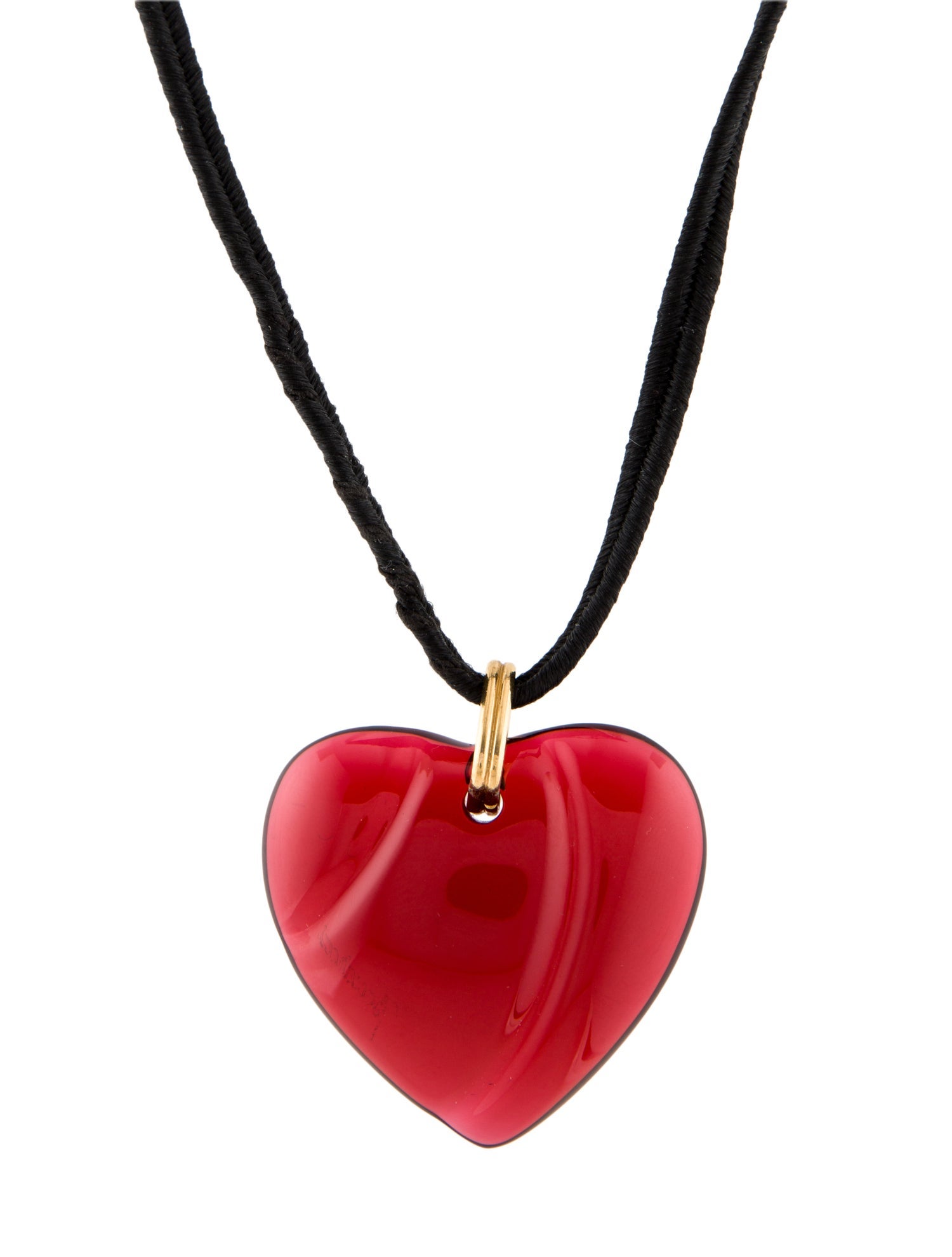 Baccarat Crystal & Cord Heart Pendant Necklace
