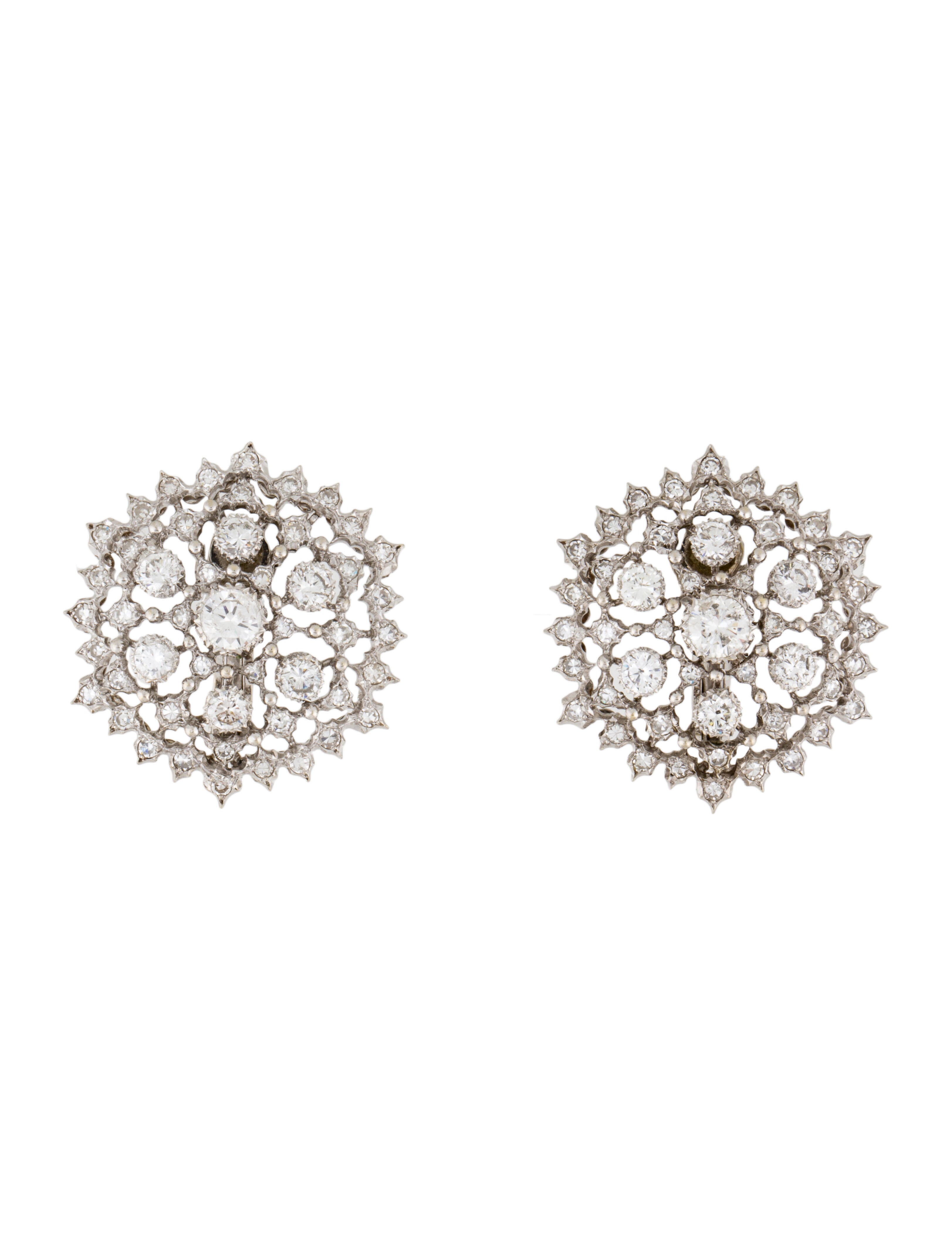 Mario Buccellati 18K Diamond Cluster Openwork Earclips