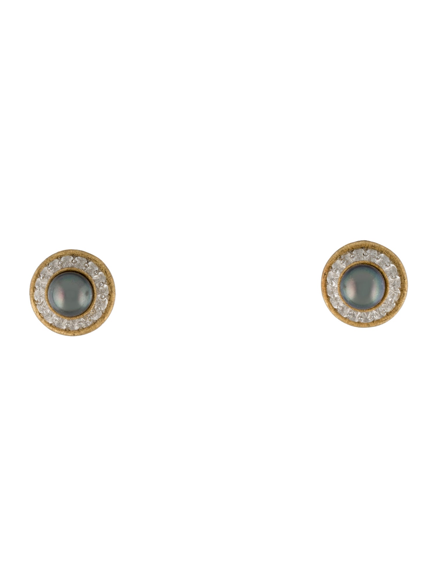 Mario Buccellati 18K Dyed Pearl Earclips