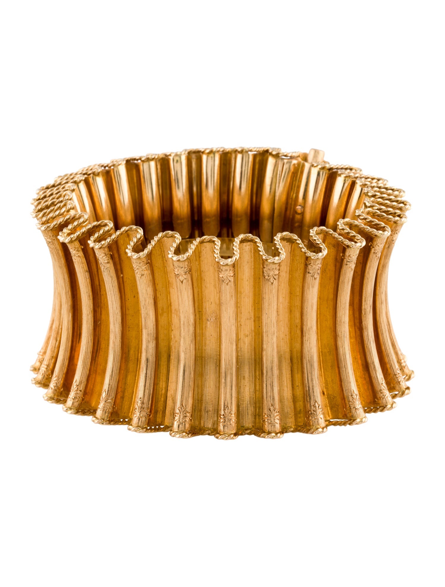 Mario Buccellati Vintage 18K Fluted Wide Bangle Bracelet
