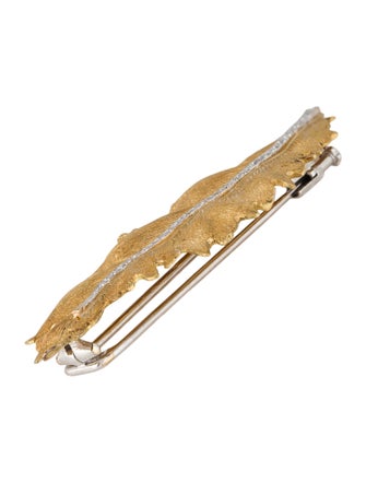 Mario Buccellati 18K Diamond Feather Pin Brooch