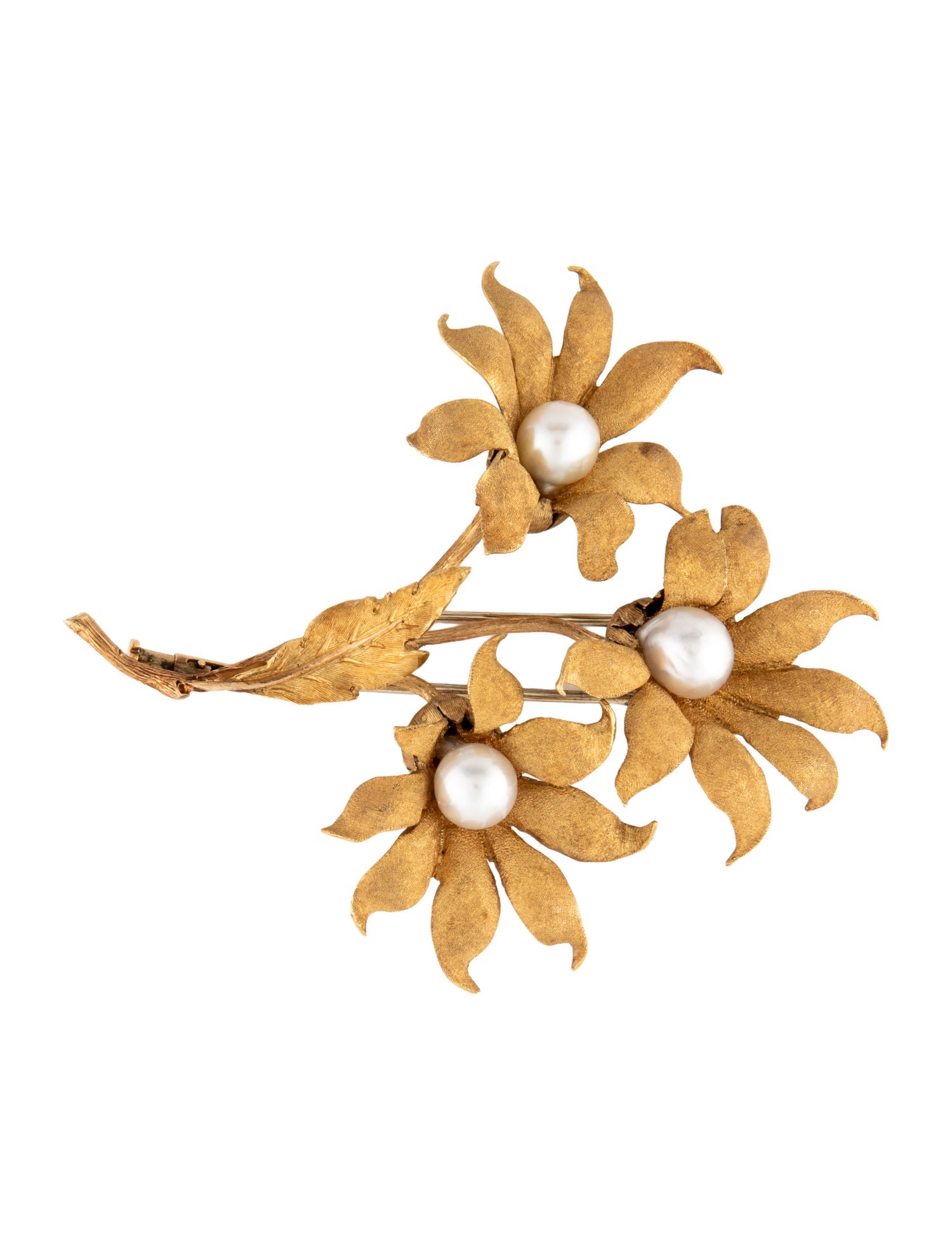 Mario Buccellati Vintage 18K Pearl Floral Brooch