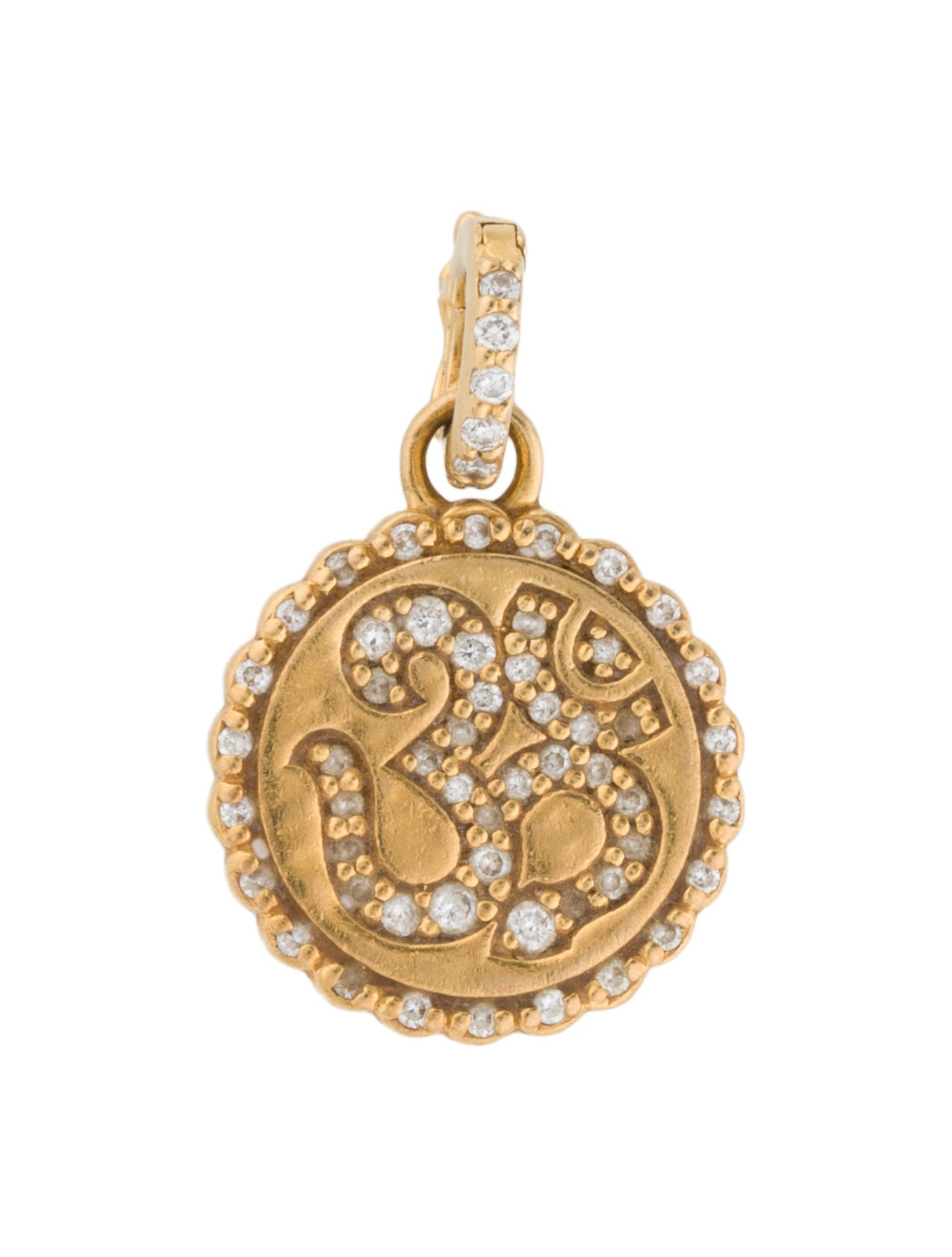 Buddha Mama 20K Diamond Om Coin Pendant