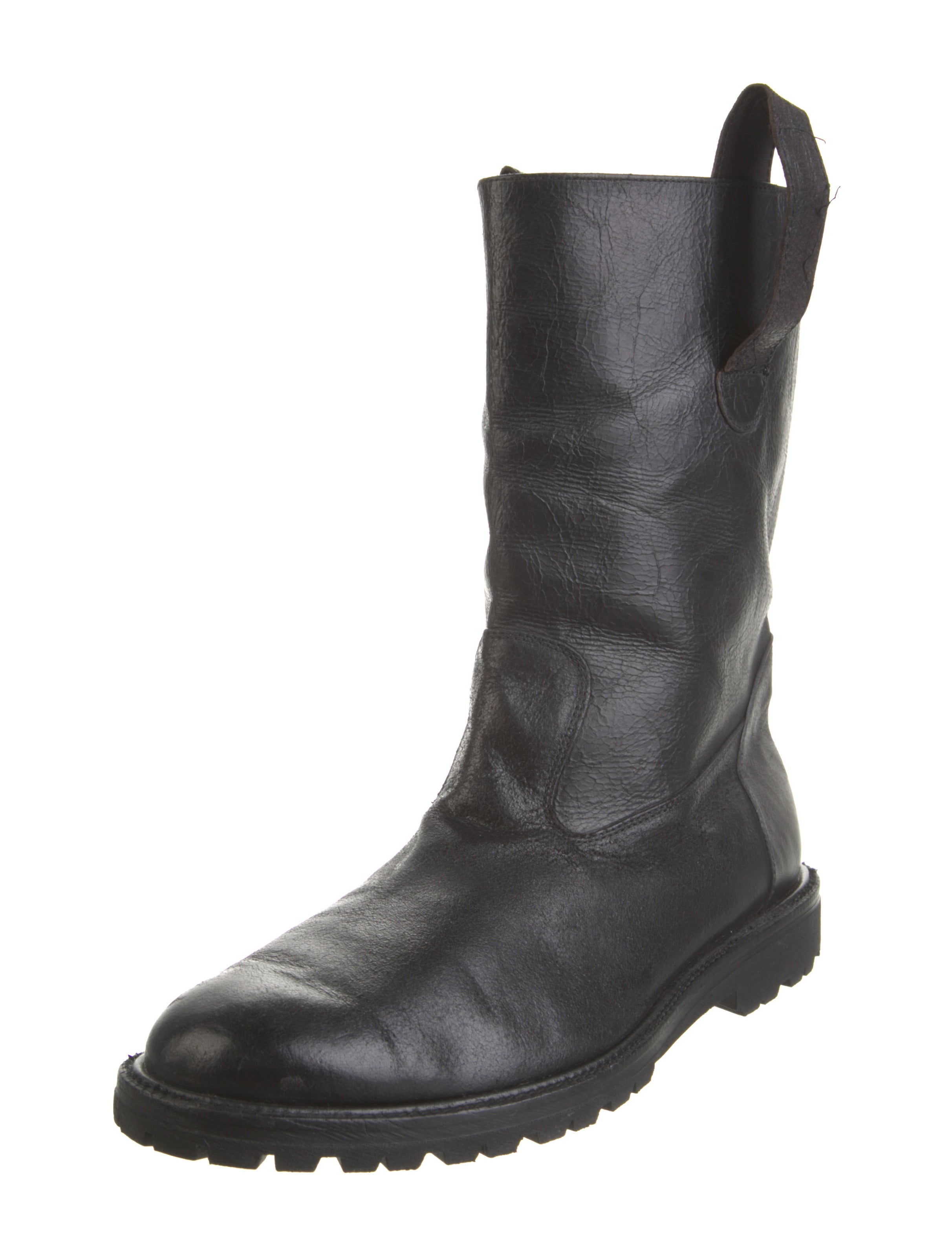 Prada Sport Leather Moto Boots Black Boots, Shoes WPR111324 The RealReal