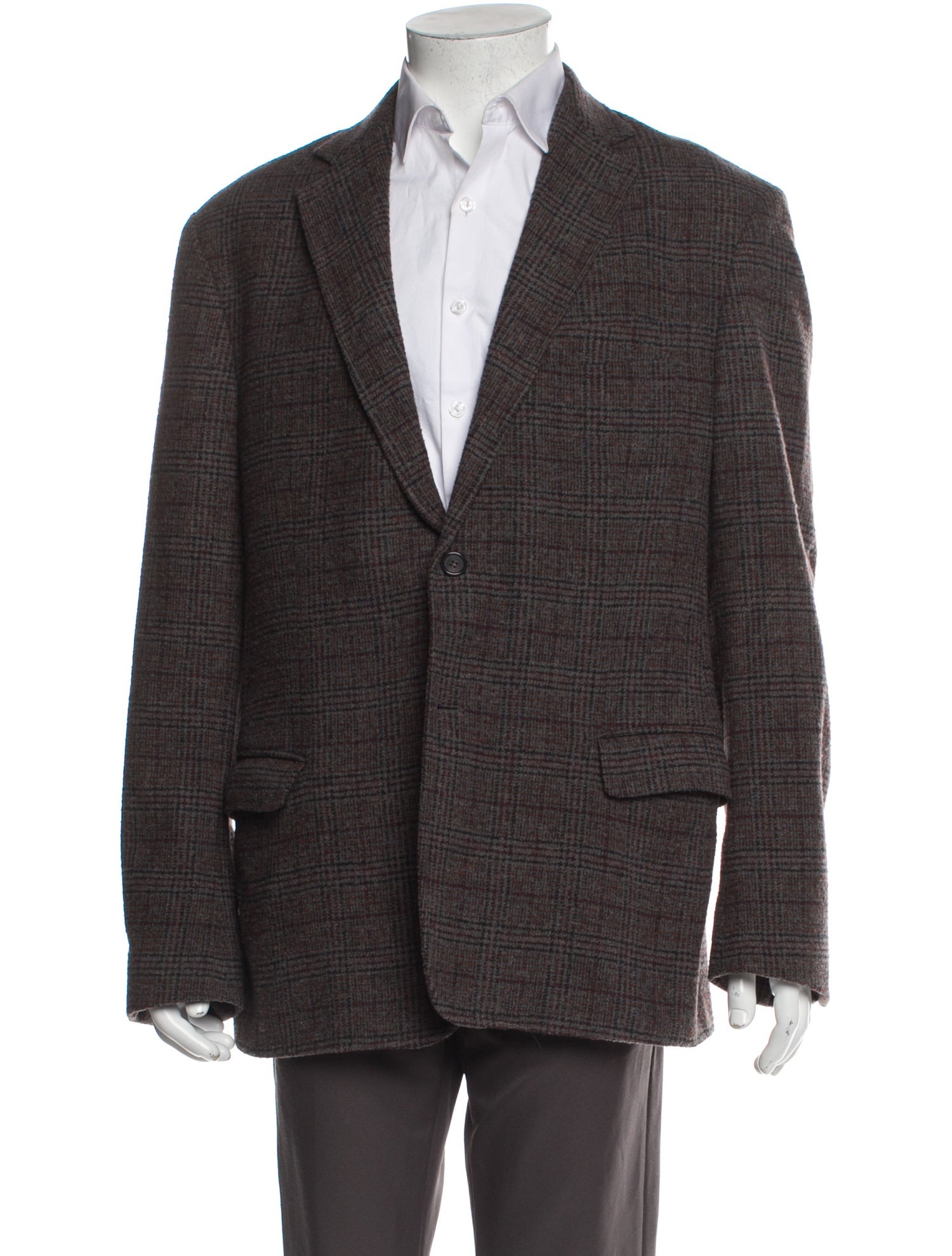 Billy Reid Virgin Wool Plaid Print Blazer