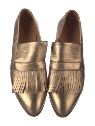 Billy Reid Leather Fringe Trim Accent Loafers