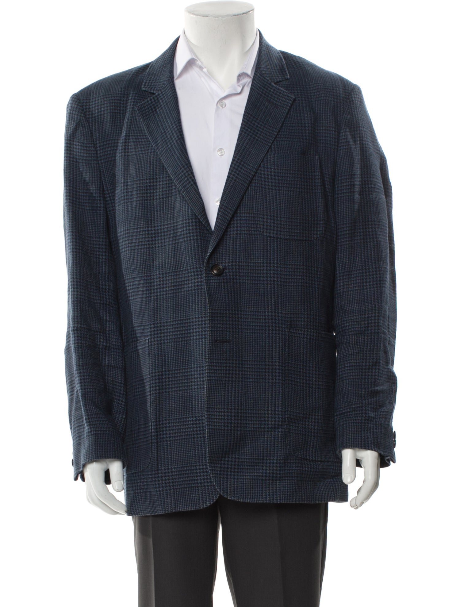 Billy Reid Linen Plaid Print Peacoat