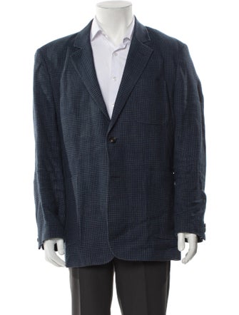Billy Reid Linen Plaid Print Peacoat