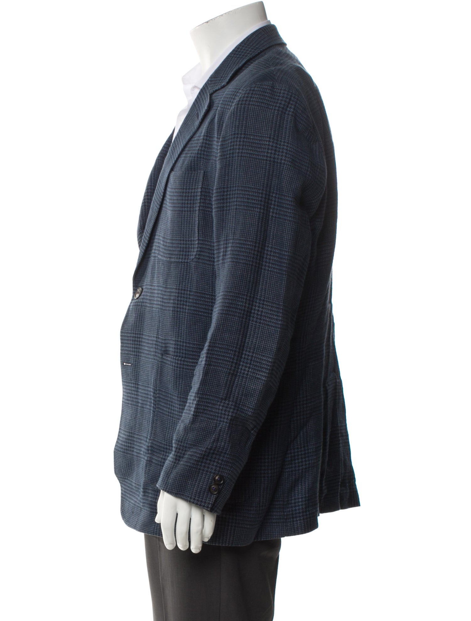 Billy Reid Linen Plaid Print Peacoat