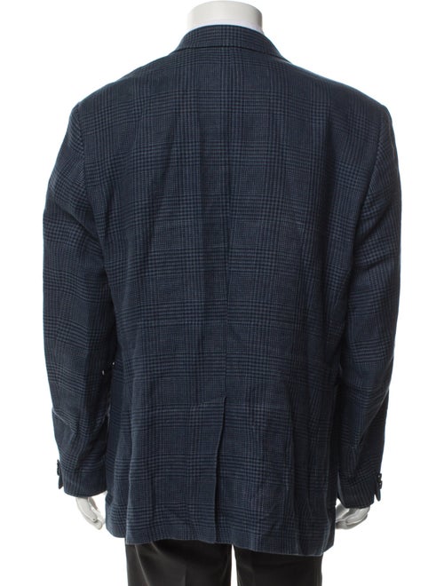 Billy Reid Linen Plaid Print Peacoat