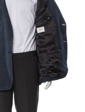 Billy Reid Linen Plaid Print Peacoat