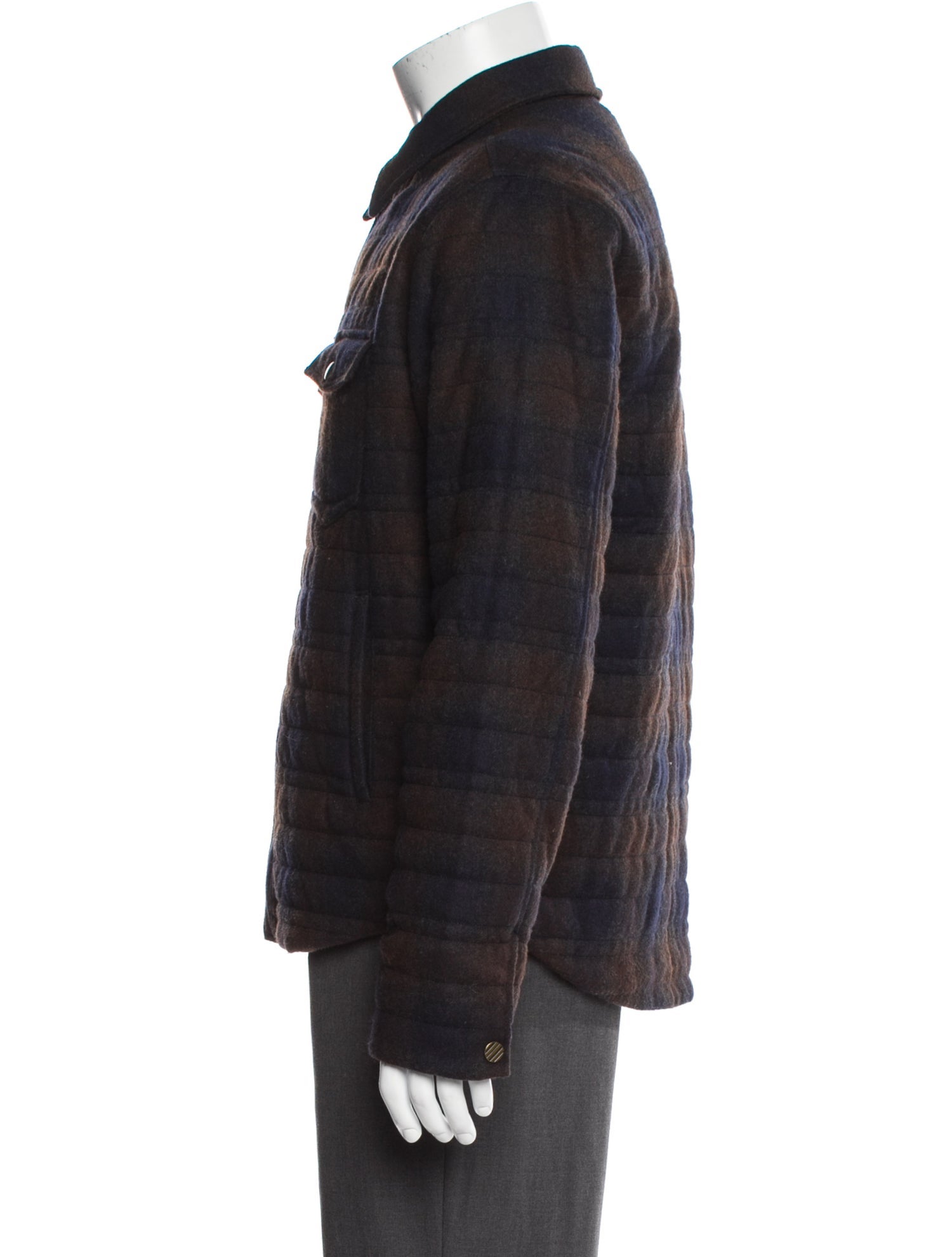 Billy Reid Wool Plaid Print Trucker Jacket